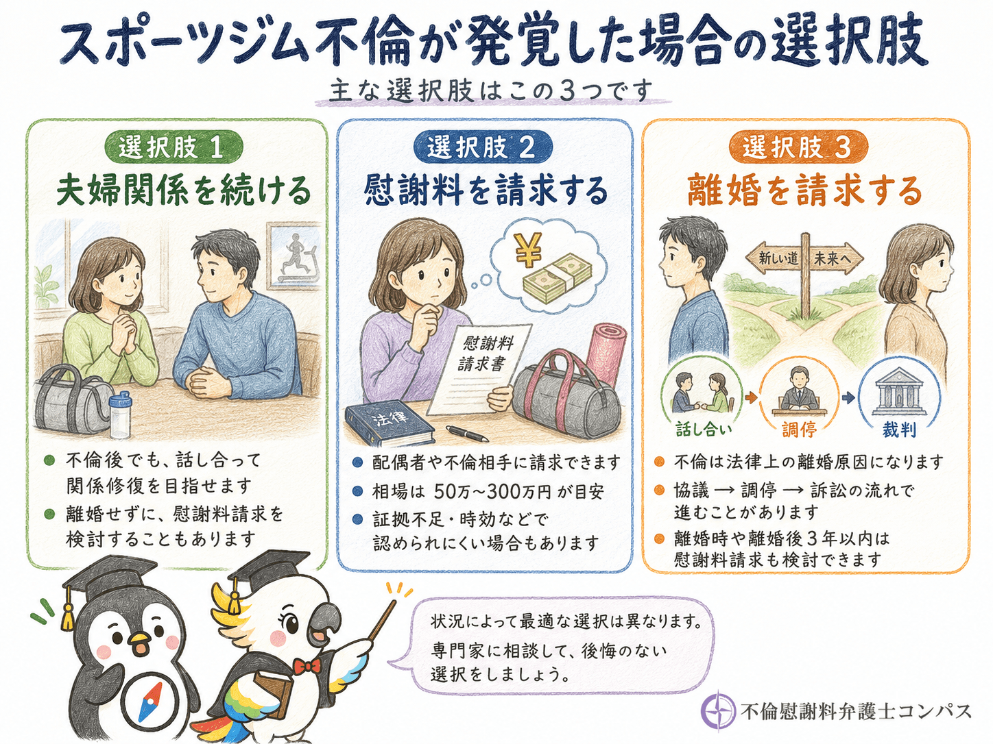 ７章　スポーツジム不倫が発覚した場合の選択肢３つ